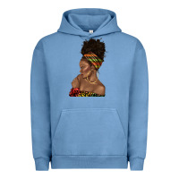 Pigment Pebble Blue afro black woman profile juneteenth Urban Hoodie - texasbilliewilder