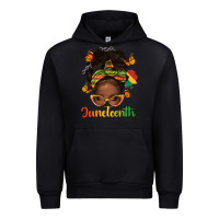 Black afro messy bun juneteenth Urban Hoodie - texasbilliewilder