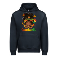 Navy afro messy bun juneteenth Urban Hoodie - texasbilliewilder