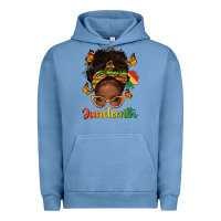 Pigment Pebble Blue afro messy bun juneteenth Urban Hoodie - texasbilliewilder