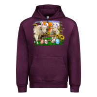 Mauve Wine Easter Farm Cows Bunny Ears And Eggs Urban Hoodie - RanaPortraitStore
