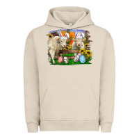 Pigment French Oak Easter Farm Cows Bunny Ears And Eggs Urban Hoodie - RanaPortraitStore