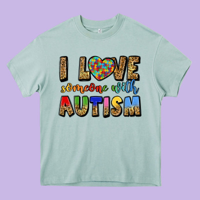 I Love Someone With Autism Heavy Core Tee Designed By Lillyallendesigns