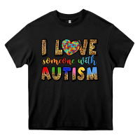Black i love someone with autism Heavy Core Tee - LillyAllenDesigns