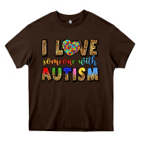 Chocolate Brown i love someone with autism Heavy Core Tee - LillyAllenDesigns