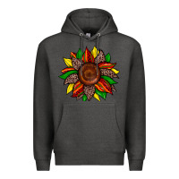 Charcoal Heather juneteenth leopard sunflower Premium Hoodie - Zillion Design Studio