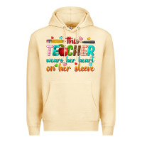 Pina Colada this teacher wears her heart on her sleeve Premium Hoodie - texasbilliewilder