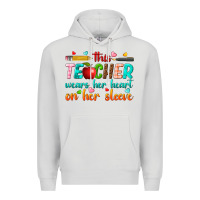Dove Grey this teacher wears her heart on her sleeve Premium Hoodie - texasbilliewilder
