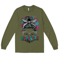 Army Green race life  messy bun Long Sleeve Tee - BarkalooDesign