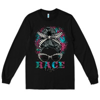 Black race life  messy bun Long Sleeve Tee - BarkalooDesign