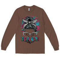 Chestnut race life  messy bun Long Sleeve Tee - BarkalooDesign