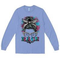 Colony Blue race life  messy bun Long Sleeve Tee - BarkalooDesign