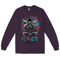 Plum race life  messy bun Long Sleeve Tee - BarkalooDesign