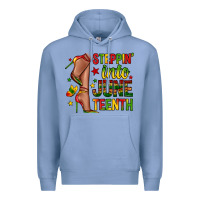 Colony Blue steppin into juneteenth Premium Hoodie - Zillion Design Studio