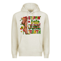 Oatmeal Heather steppin into juneteenth Premium Hoodie - Zillion Design Studio