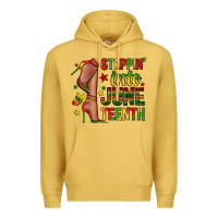 Antique Gold steppin into juneteenth Premium Hoodie - Zillion Design Studio