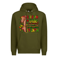 Army Green steppin into juneteenth Premium Hoodie - Zillion Design Studio