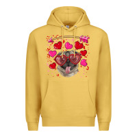 Antique Gold valentine's day  pug Premium Hoodie - RanaPortraitStore