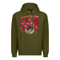 Army Green valentine's day  pug Premium Hoodie - RanaPortraitStore