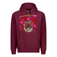 Burgundy valentine's day  pug Premium Hoodie - RanaPortraitStore