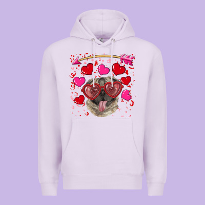 Valentine's Day  Pug Premium Hoodie Designed By Ranaportraitstore