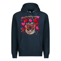 Navy valentine's day  pug Premium Hoodie - RanaPortraitStore