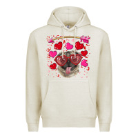 Oatmeal Heather valentine's day  pug Premium Hoodie - RanaPortraitStore