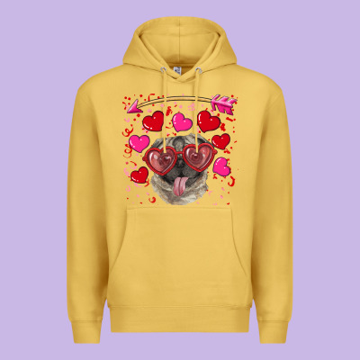 Valentine's Day  Pug Premium Hoodie Designed By Ranaportraitstore