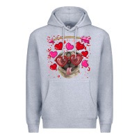 Heather Grey valentine's day  pug Premium Hoodie - RanaPortraitStore