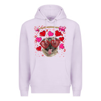 Lilac valentine's day  pug Premium Hoodie - RanaPortraitStore