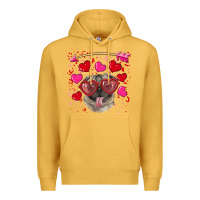 Mustard valentine's day  pug Premium Hoodie - RanaPortraitStore