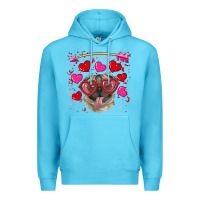 Ocean Blue valentine's day  pug Premium Hoodie - RanaPortraitStore