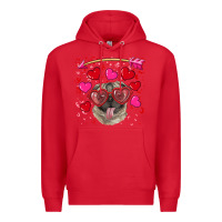 Red valentine's day  pug Premium Hoodie - RanaPortraitStore