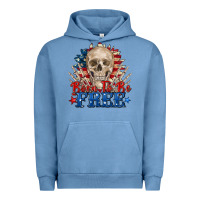 Pigment Pebble Blue born to be free skeleton Urban Hoodie - Zillion Design Studio