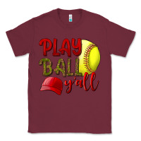 Burgundy Play Ball Y'all Softball Classic Tee - BundleAndBundleShop