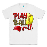 White Play Ball Y'all Softball Classic Tee - BundleAndBundleShop