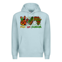 Blue Mist peace love juneteenth Premium Hoodie - Zillion Design Studio