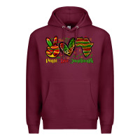 Burgundy peace love juneteenth Premium Hoodie - Zillion Design Studio