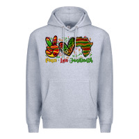 Heather Grey peace love juneteenth Premium Hoodie - Zillion Design Studio