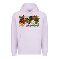 Lilac peace love juneteenth Premium Hoodie - Zillion Design Studio