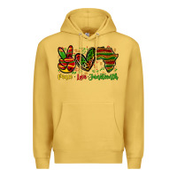 Antique Gold peace love juneteenth Premium Hoodie - Zillion Design Studio