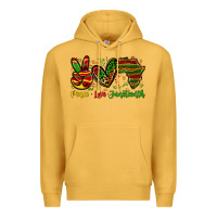 Mustard peace love juneteenth Premium Hoodie - Zillion Design Studio