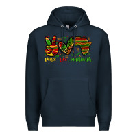 Navy peace love juneteenth Premium Hoodie - Zillion Design Studio