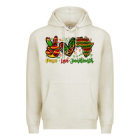 Oatmeal Heather peace love juneteenth Premium Hoodie - Zillion Design Studio