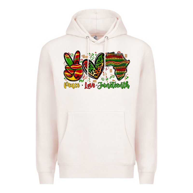 Peace Love Juneteenth Premium Hoodie by Zillion Design Studio | Teevron