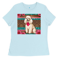 Baby Blue standart poodle floral Ladies Tee - Artiststas