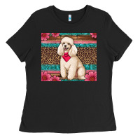 Black standart poodle floral Ladies Tee - Artiststas