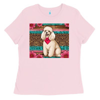 Bubblegum Pink standart poodle floral Ladies Tee - Artiststas