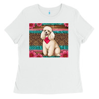 White standart poodle floral Ladies Tee - Artiststas