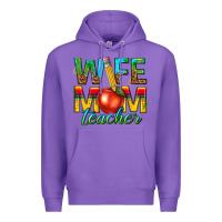 Purple wife mom teacher Premium Hoodie - texasbilliewilder